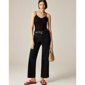 NWT J Crew Sailor Slim Wide Leg Pants 25 25T T25 Tall Chino Black  BY638 J.Crew